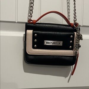 Harley-Davidson Black and Cream Mini Bag with Red Accents